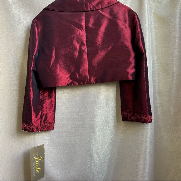 Burgundy Bolero Dress jacket in Jade Taffeta size 12 - Picture 6 of 16